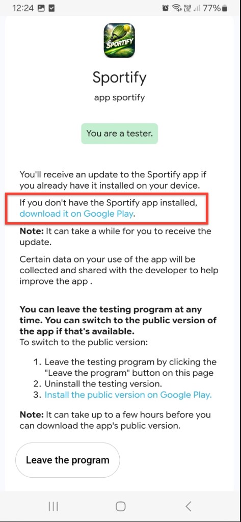 Google Play: ya sos tester, enlace para descargar la app